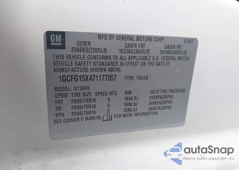 2007 Chevrolet Express Work Van z USA, uszkodzony, nr VIN 1GCFG15X471177057